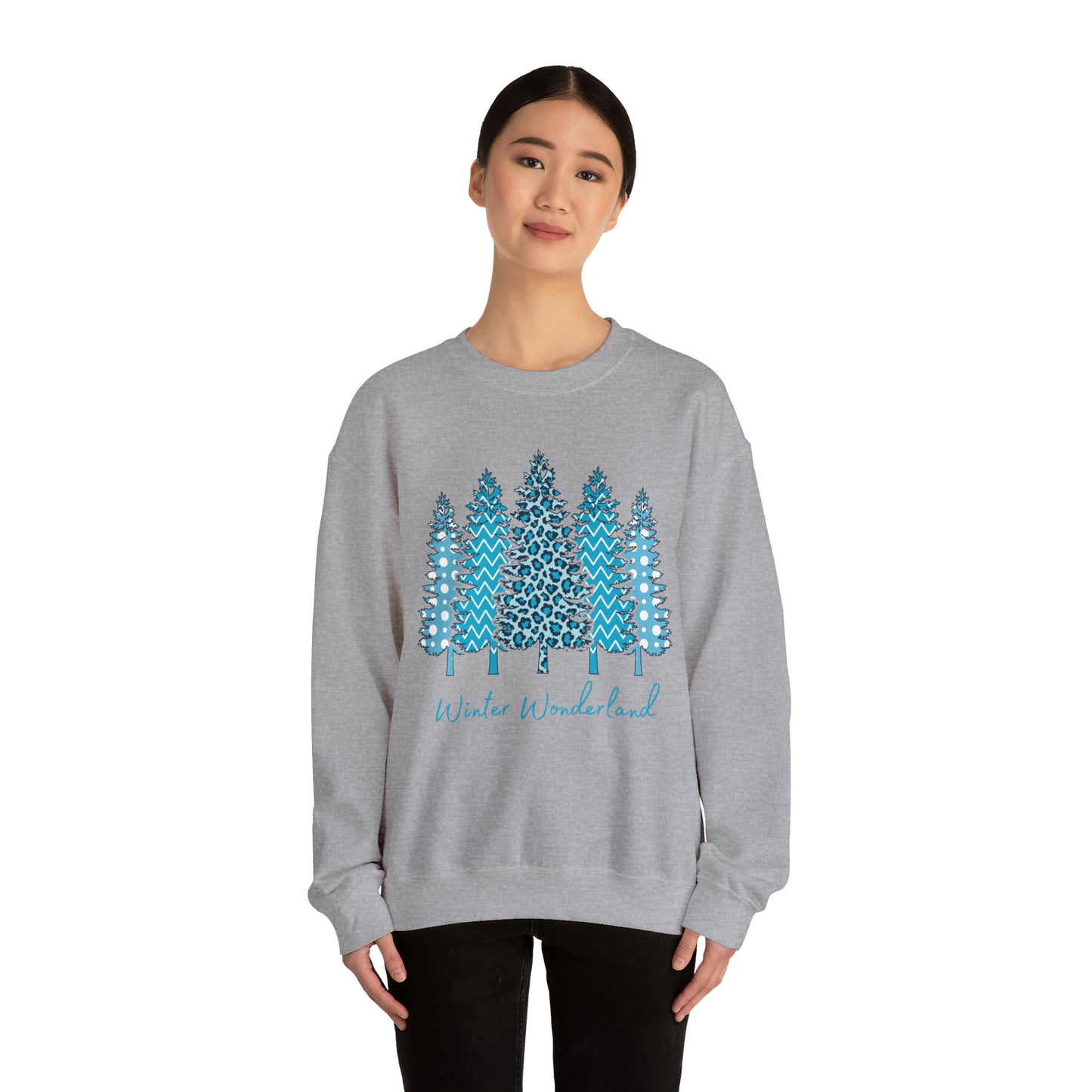 Winter Wonderland Blue Trees Unisex Heavy Blend Crewneck Sweatshirt