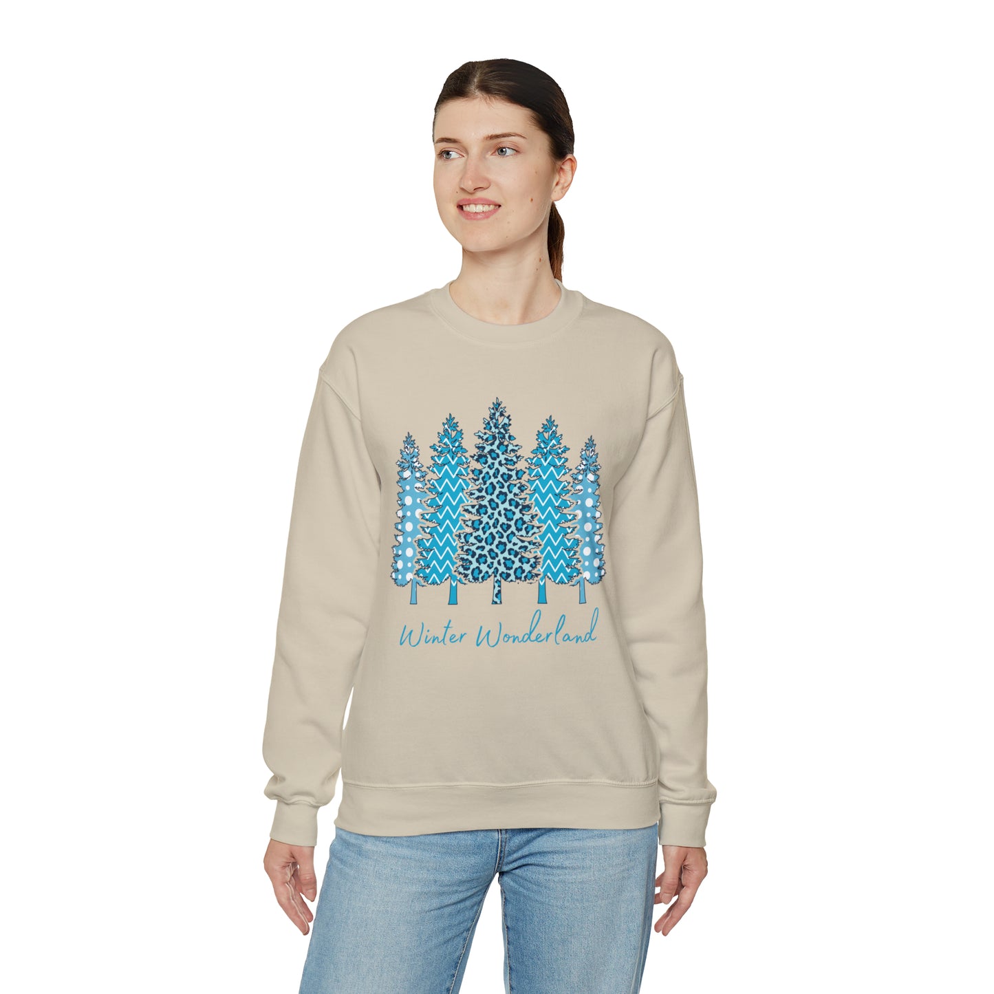 Winter Wonderland Blue Trees Unisex Heavy Blend Crewneck Sweatshirt