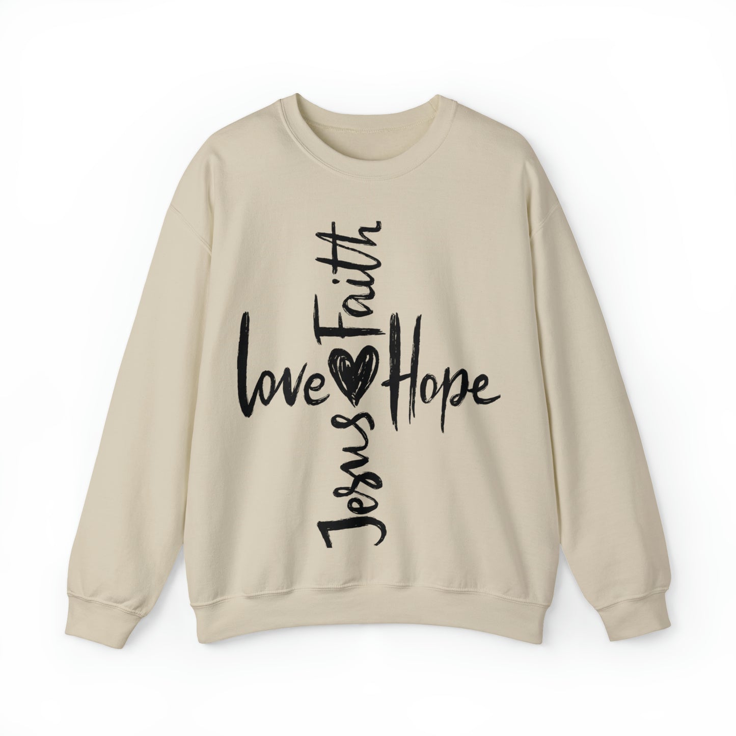 Peace Love Hope and Jesus Unisex Heavy Blend Crewneck Sweatshirt