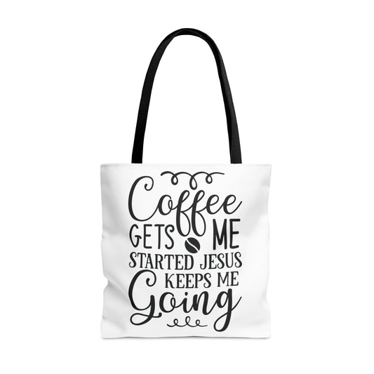 Jesus Keeps Me Going Tote Bag (AOP)