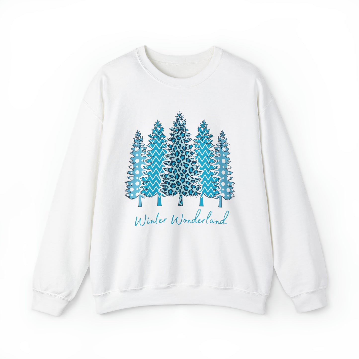 Winter Wonderland Blue Trees Unisex Heavy Blend Crewneck Sweatshirt