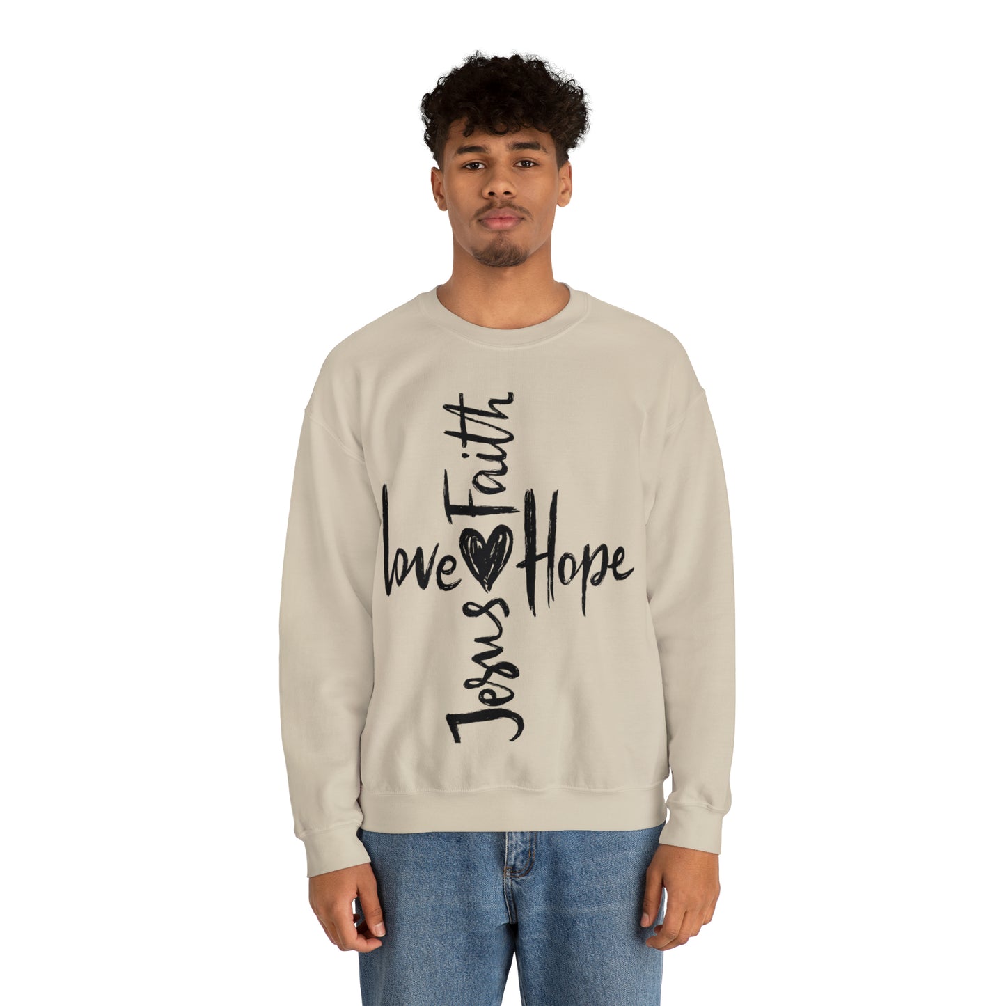 Peace Love Hope and Jesus Unisex Heavy Blend Crewneck Sweatshirt