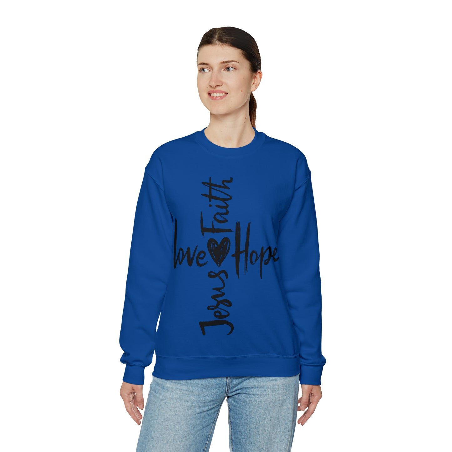 Peace Love Hope and Jesus Unisex Heavy Blend Crewneck Sweatshirt