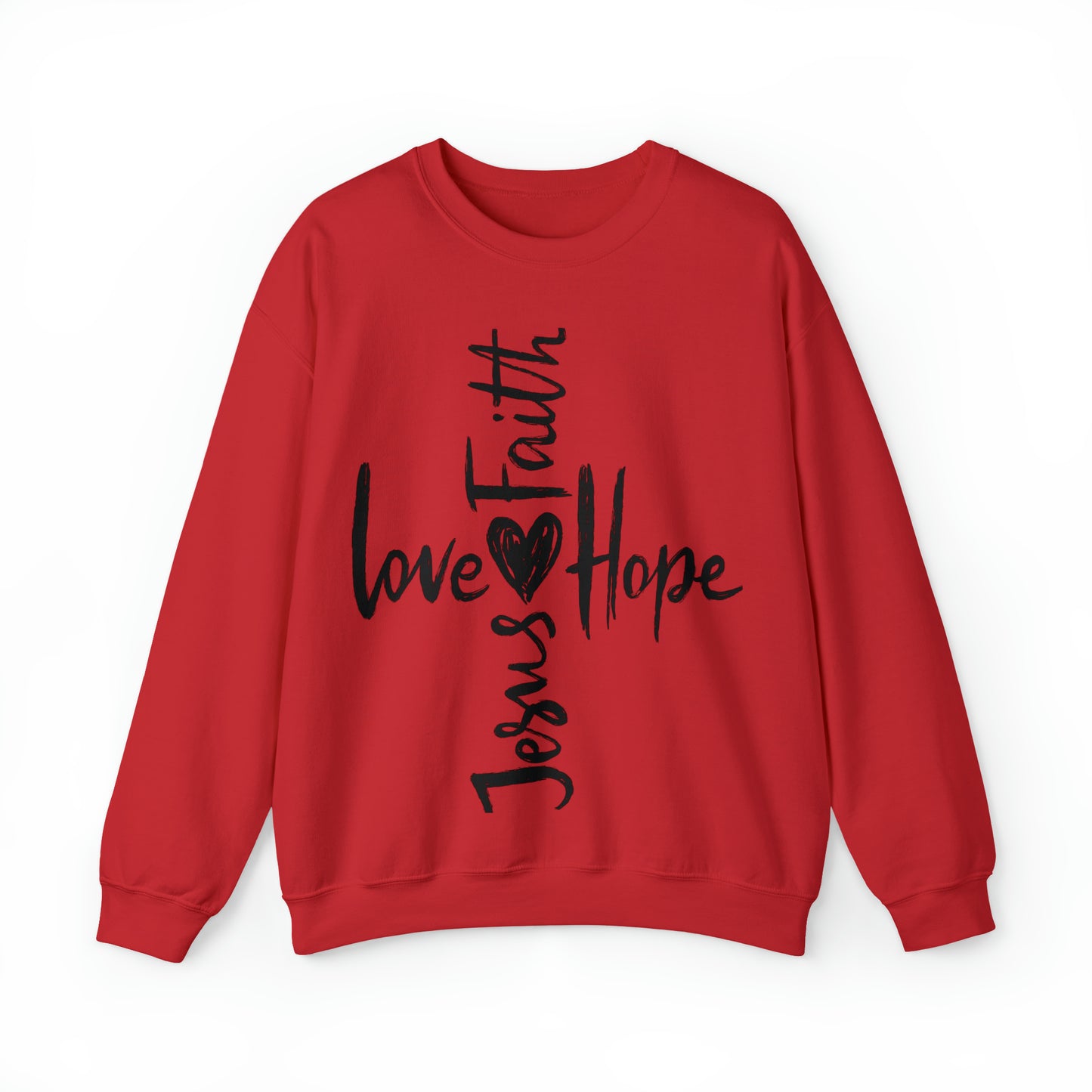 Peace Love Hope and Jesus Unisex Heavy Blend Crewneck Sweatshirt