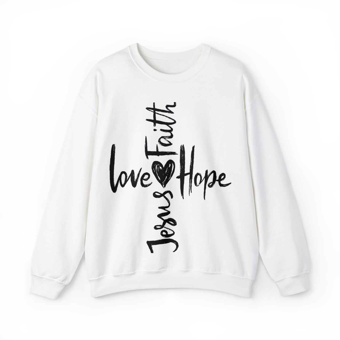 Peace Love Hope and Jesus Unisex Heavy Blend Crewneck Sweatshirt