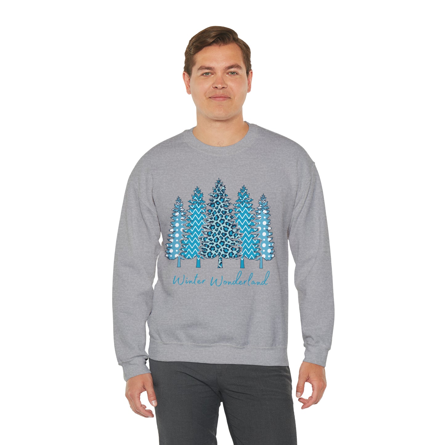 Winter Wonderland Blue Trees Unisex Heavy Blend Crewneck Sweatshirt