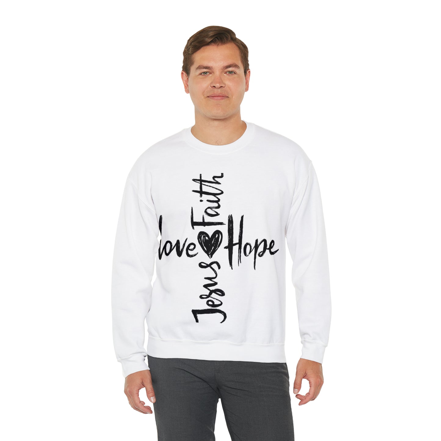 Peace Love Hope and Jesus Unisex Heavy Blend Crewneck Sweatshirt