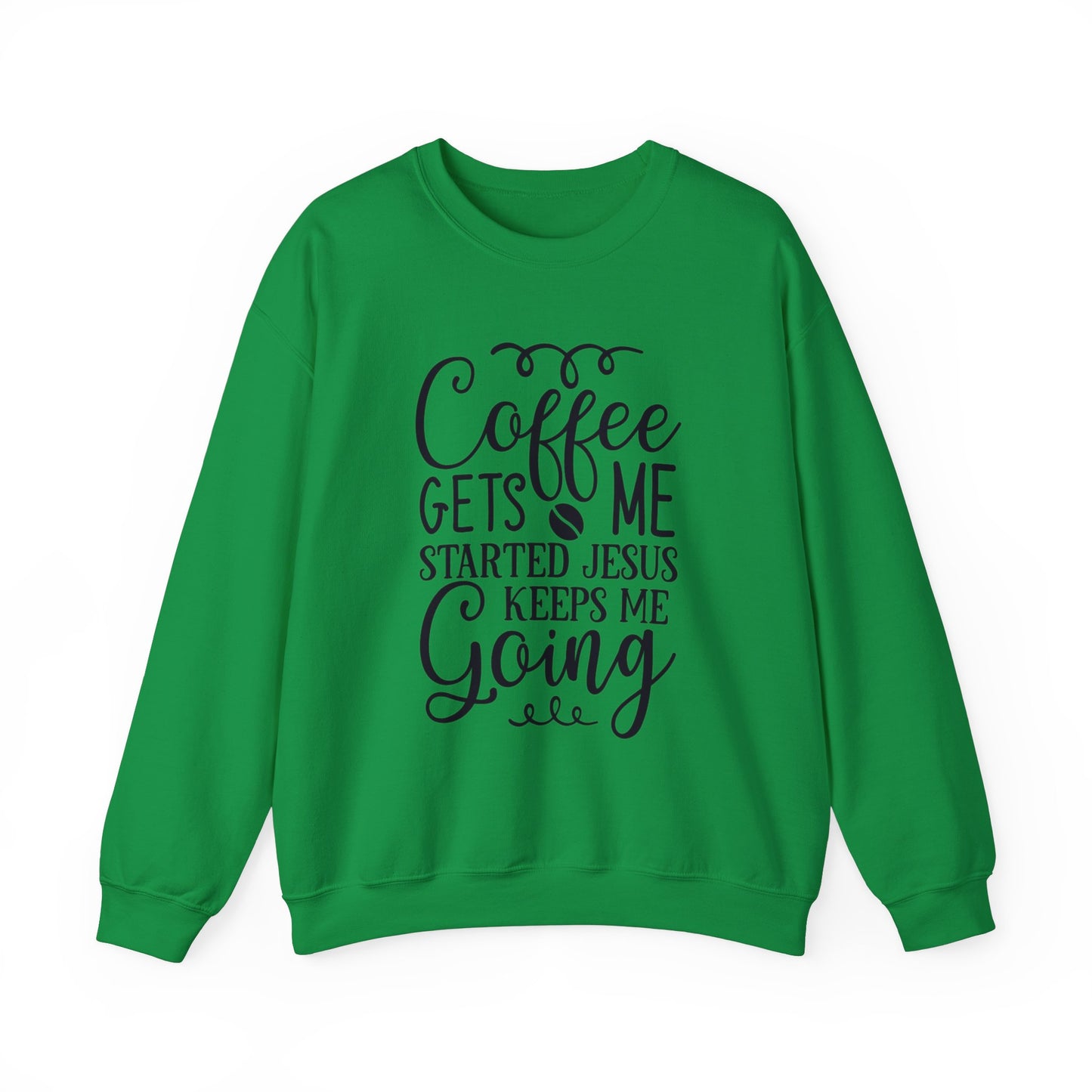 Coffee Gets Me Started Jesus Keeps Me Going Unisex Heavy Blend Crewneck Sweatshirt