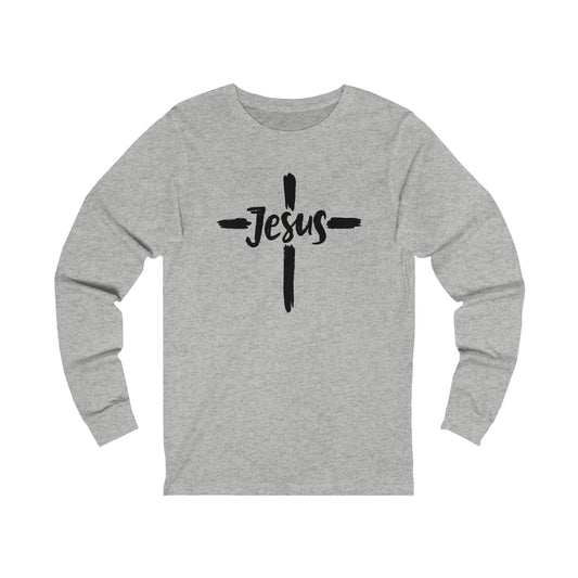 Jesus Paint-Streaked Cross Unisex Jersey Long Sleeve Tee