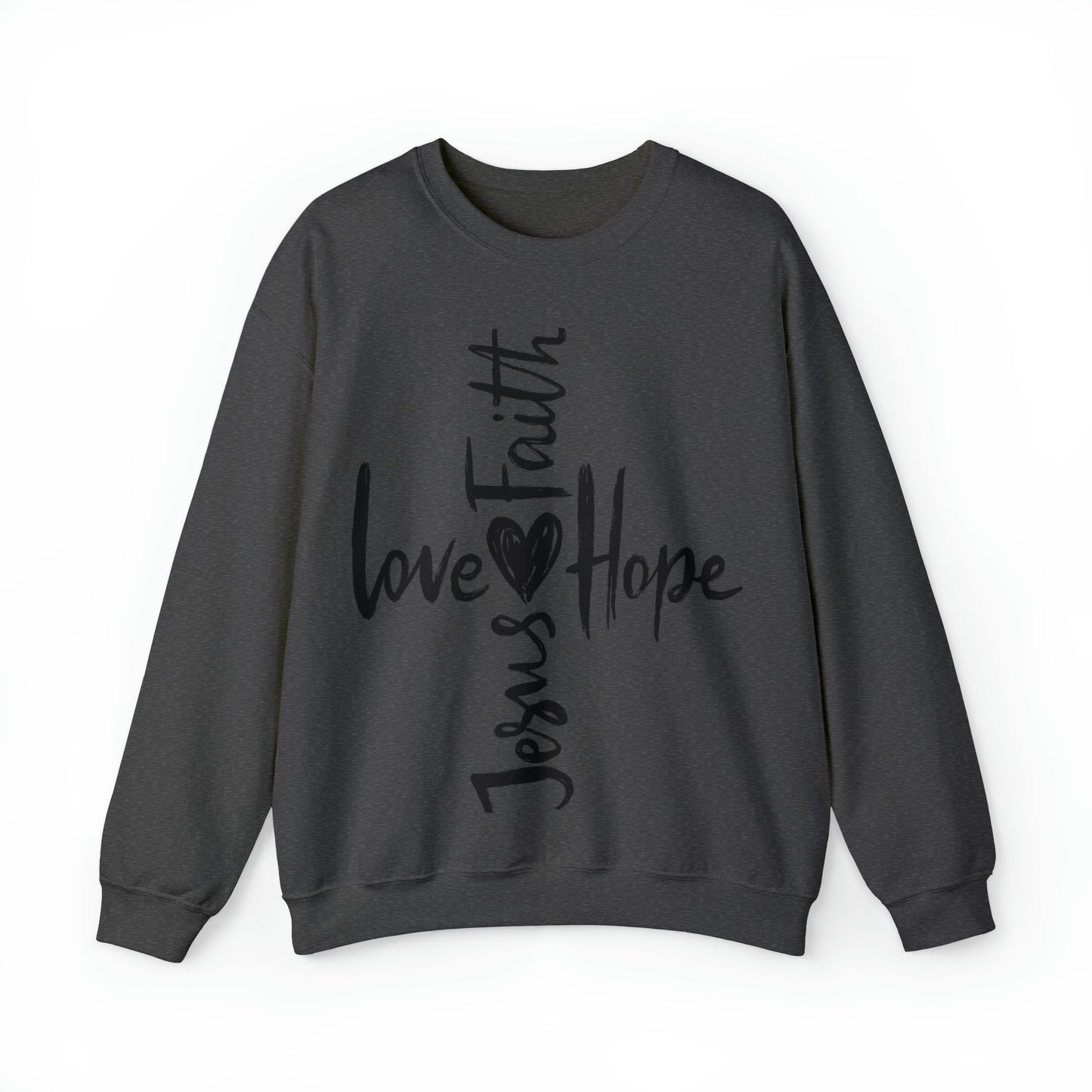 Peace Love Hope and Jesus Unisex Heavy Blend Crewneck Sweatshirt