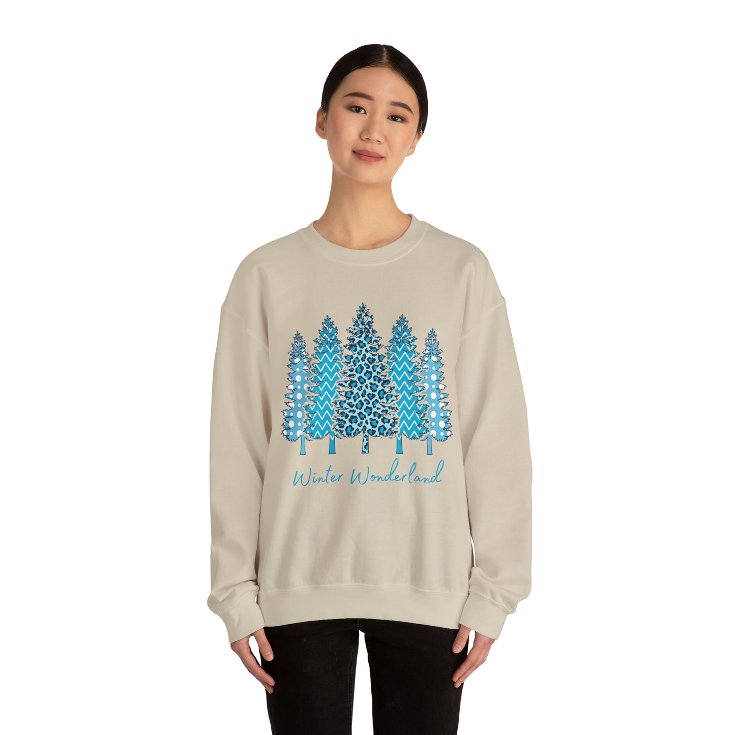 Winter Wonderland Blue Trees Unisex Heavy Blend Crewneck Sweatshirt