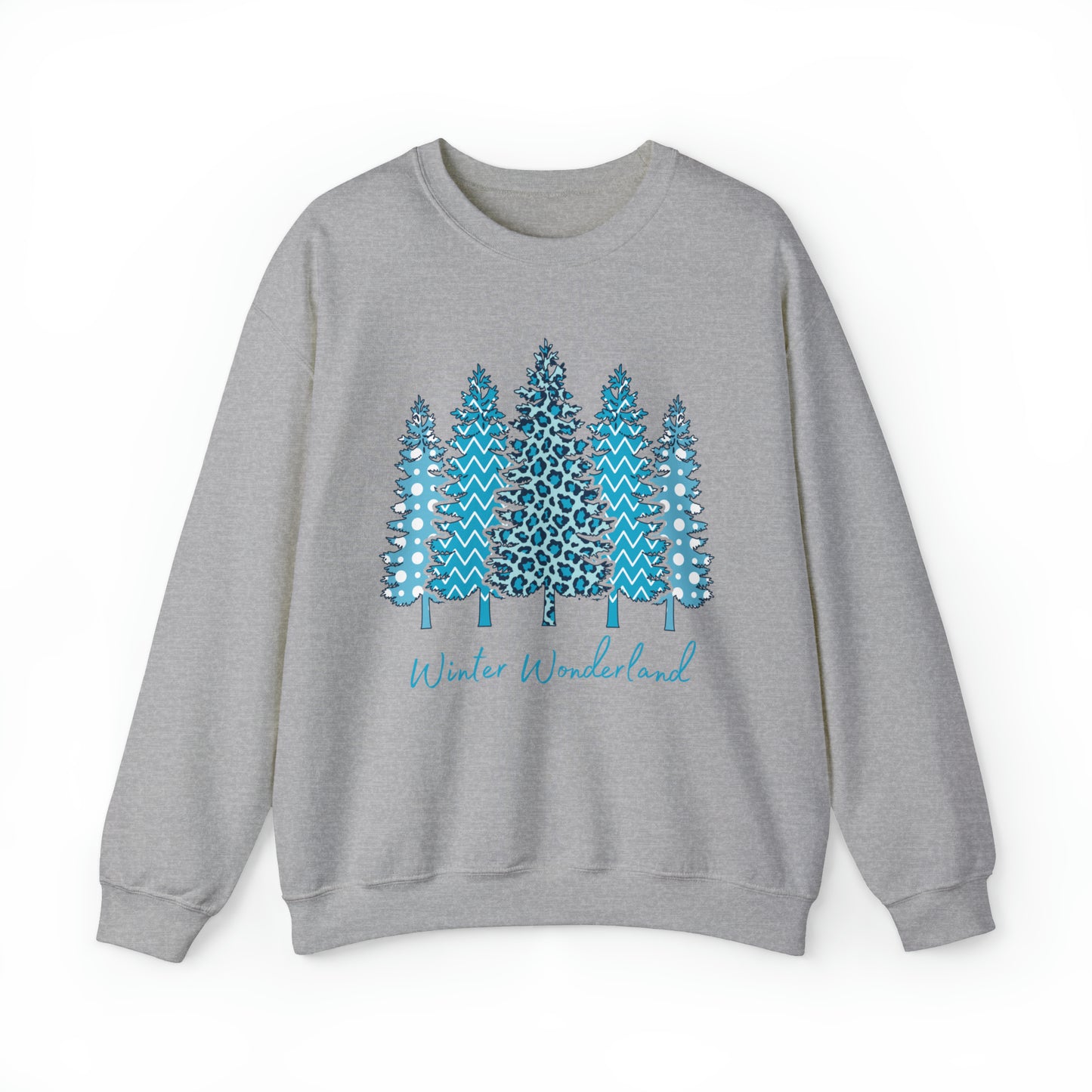 Winter Wonderland Blue Trees Unisex Heavy Blend Crewneck Sweatshirt