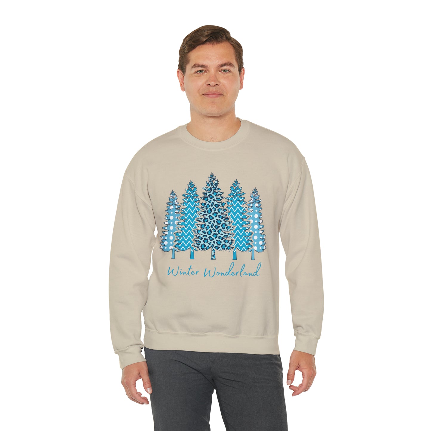 Winter Wonderland Blue Trees Unisex Heavy Blend Crewneck Sweatshirt