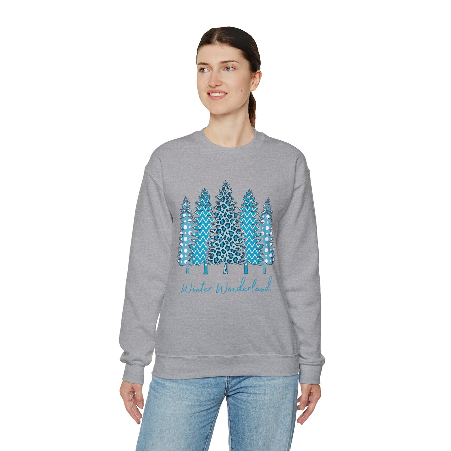 Winter Wonderland Blue Trees Unisex Heavy Blend Crewneck Sweatshirt