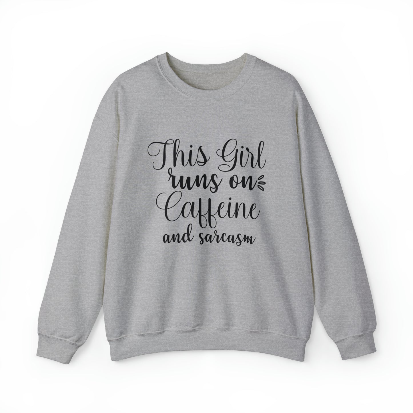 This Girl Runs on Caffeine and Sarcasm Unisex Heavy Blend Crewneck Sweatshirt