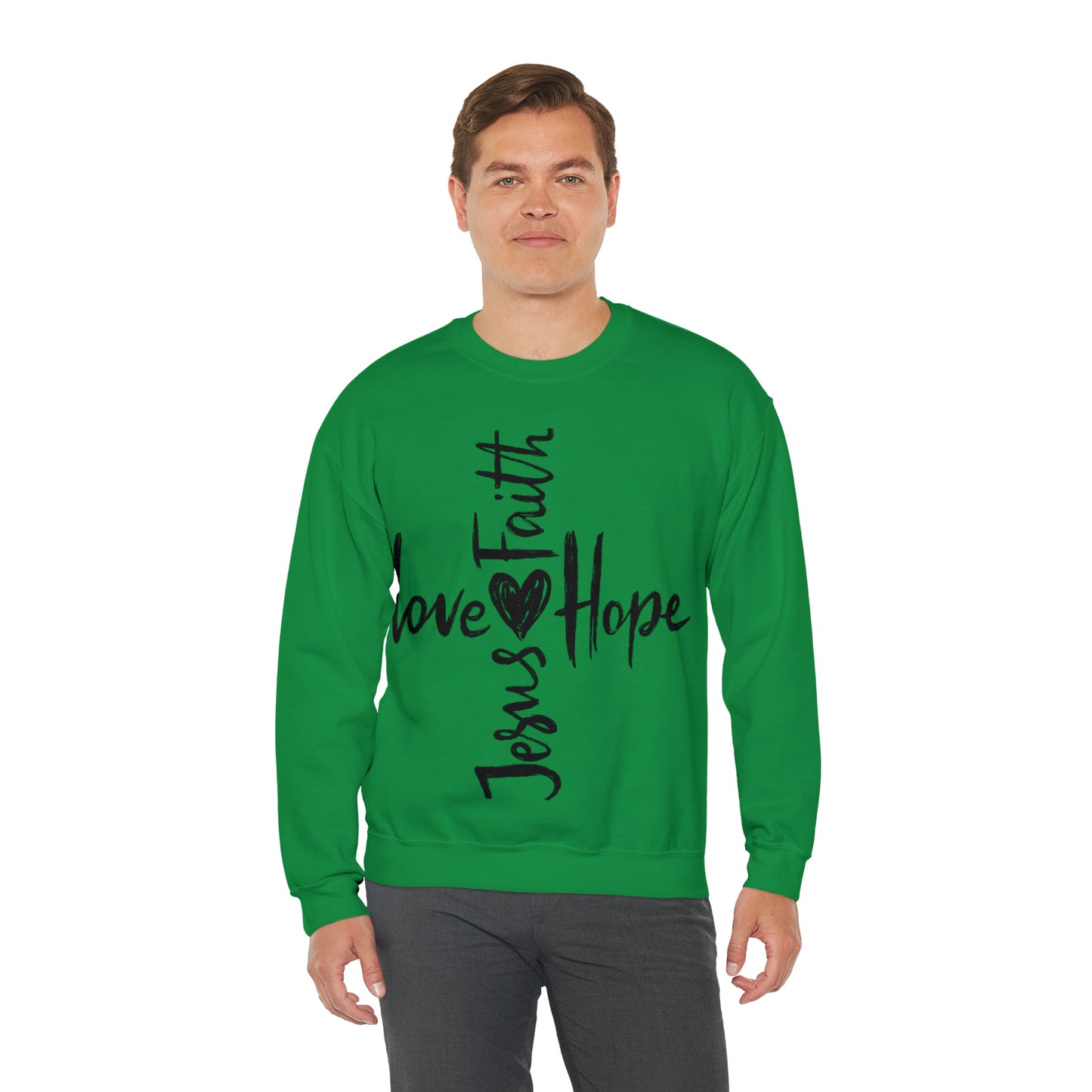 Peace Love Hope and Jesus Unisex Heavy Blend Crewneck Sweatshirt