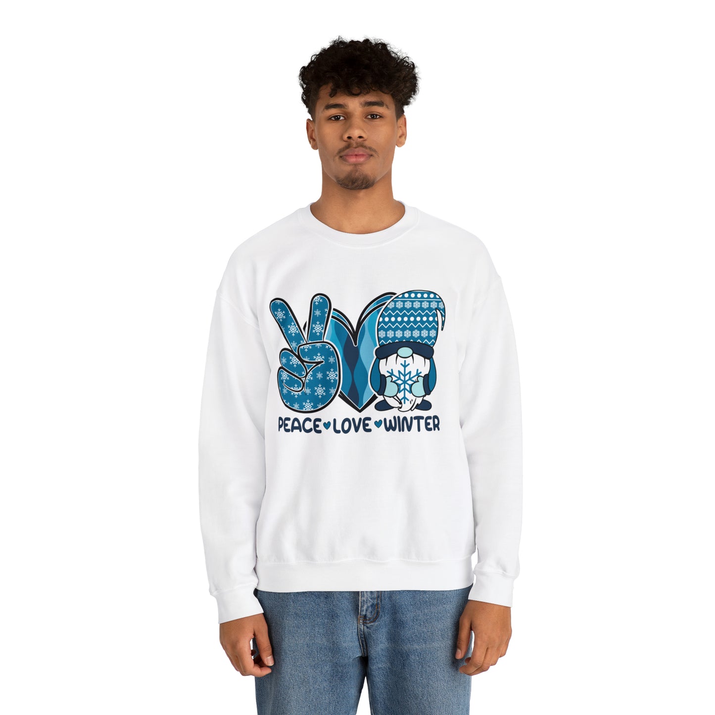 Peace Love and Winter Unisex Heavy Blend Crewneck Sweatshirt