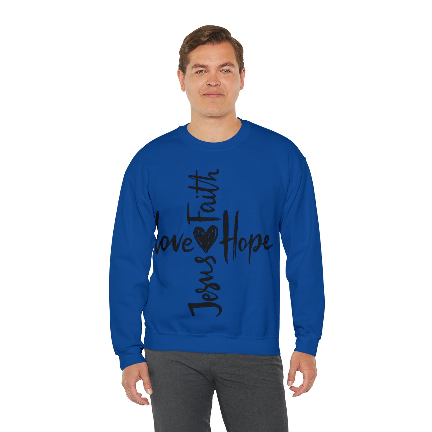 Peace Love Hope and Jesus Unisex Heavy Blend Crewneck Sweatshirt