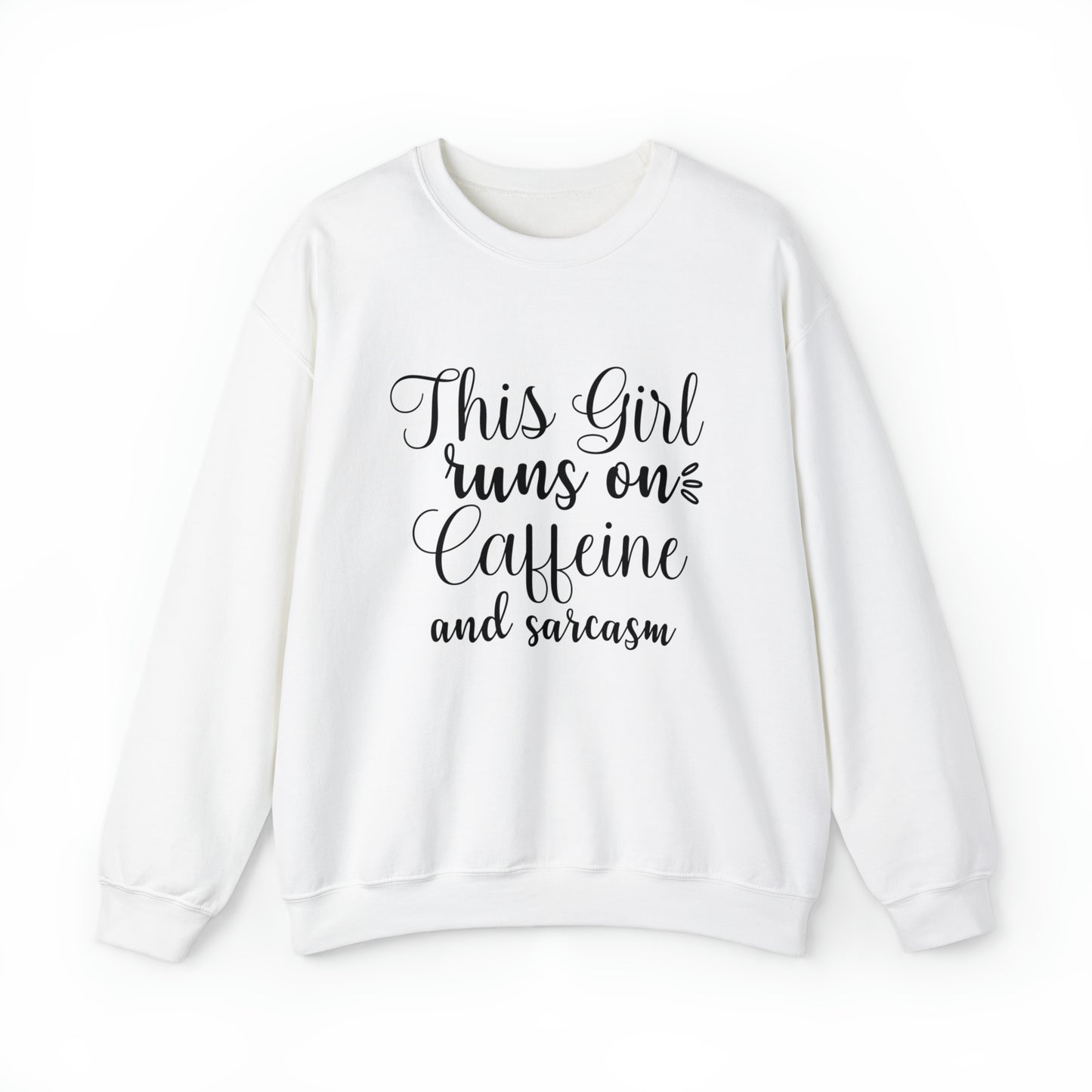 This Girl Runs on Caffeine and Sarcasm Unisex Heavy Blend Crewneck Sweatshirt