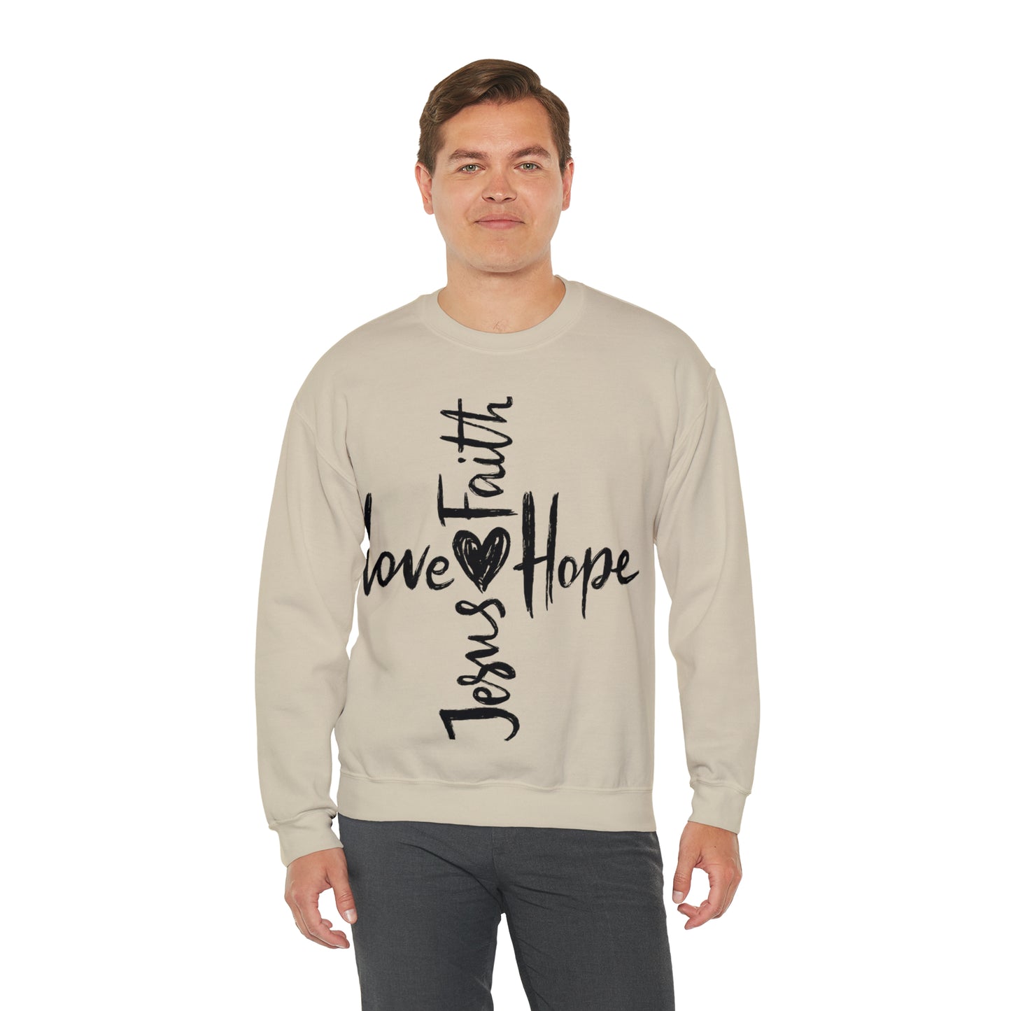 Peace Love Hope and Jesus Unisex Heavy Blend Crewneck Sweatshirt