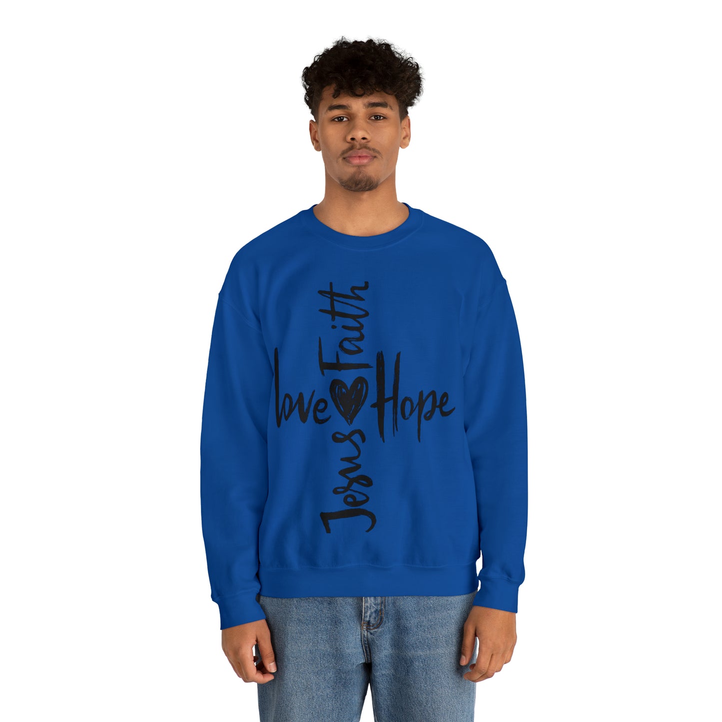 Peace Love Hope and Jesus Unisex Heavy Blend Crewneck Sweatshirt