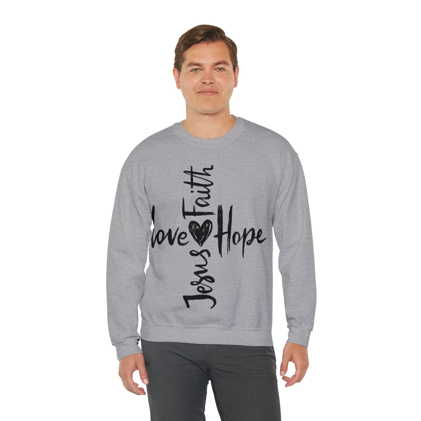 Peace Love Hope and Jesus Unisex Heavy Blend Crewneck Sweatshirt