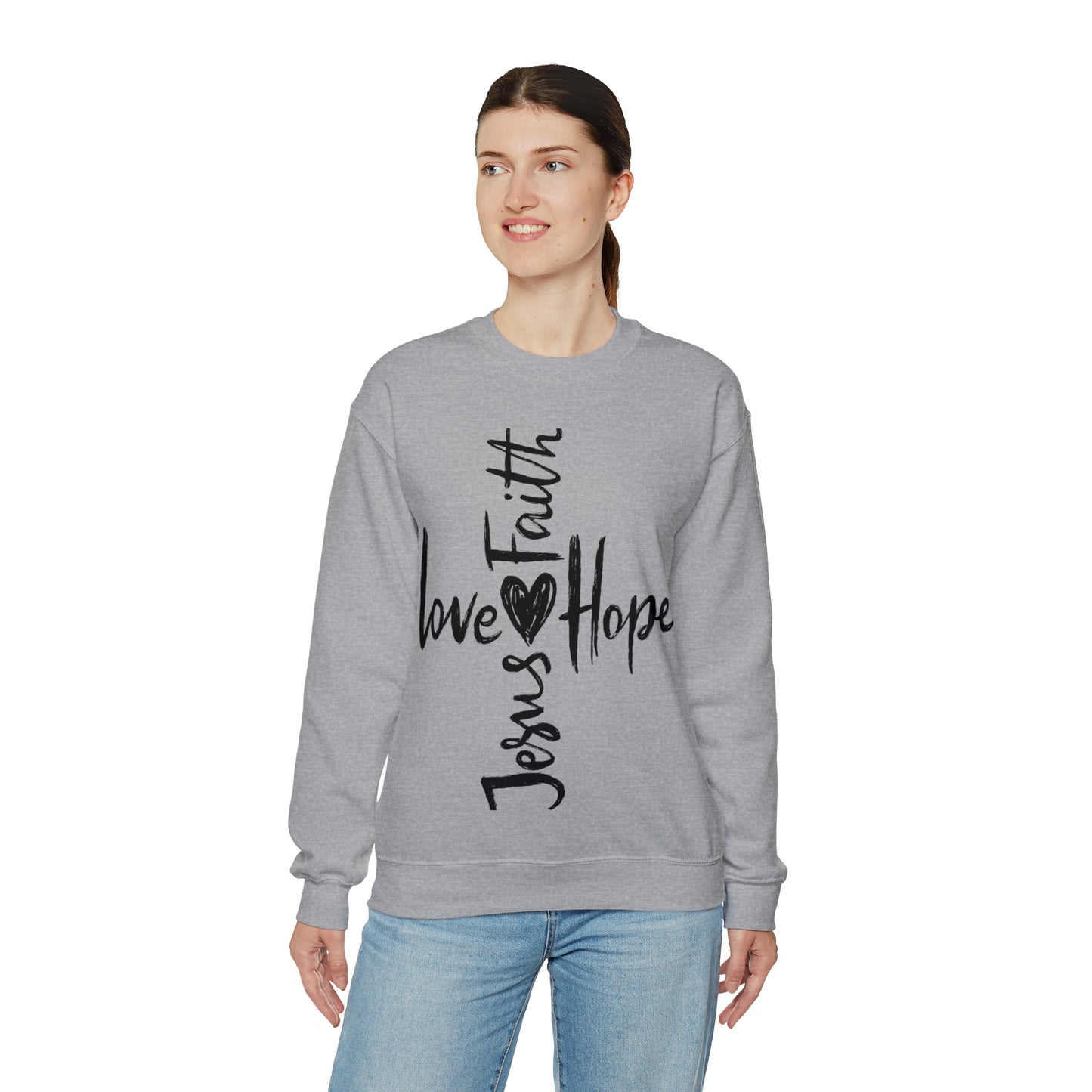 Peace Love Hope and Jesus Unisex Heavy Blend Crewneck Sweatshirt