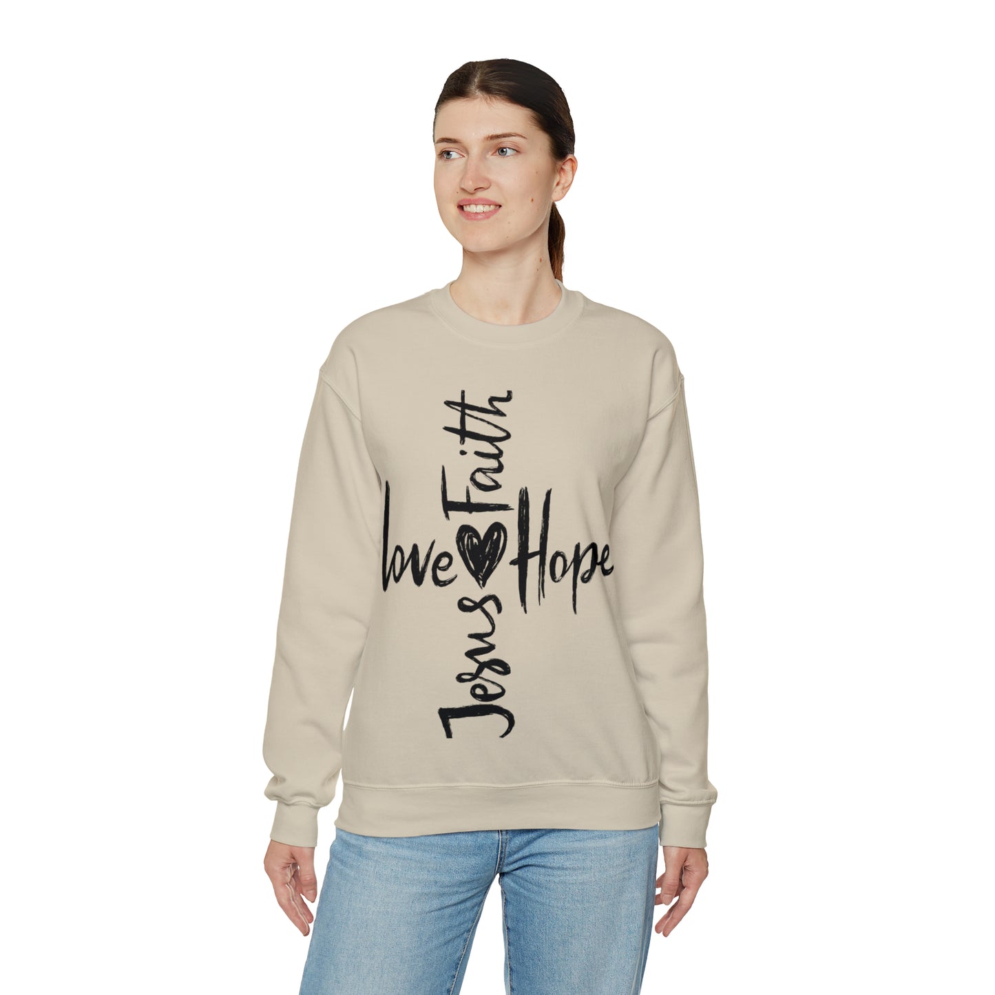 Peace Love Hope and Jesus Unisex Heavy Blend Crewneck Sweatshirt