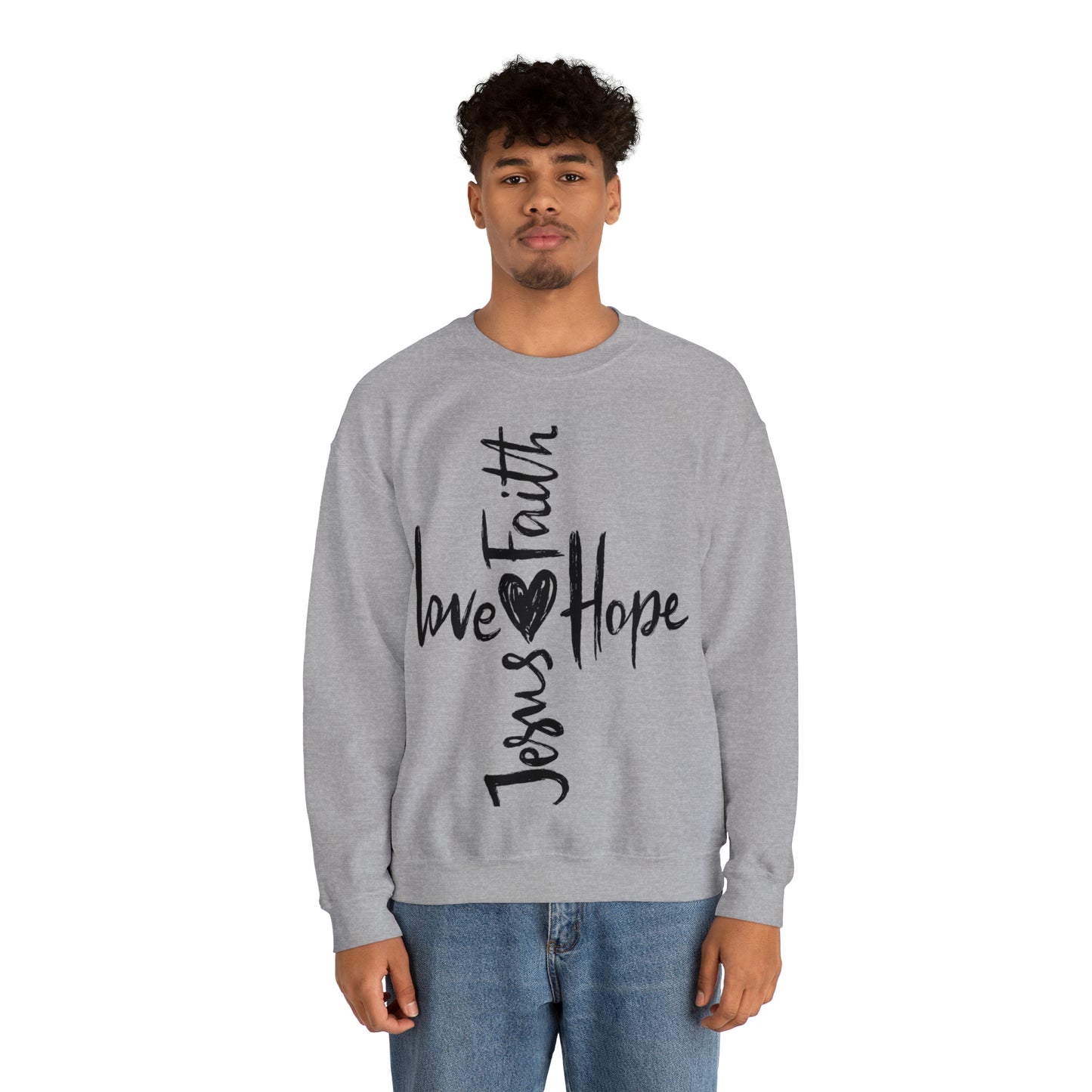 Peace Love Hope and Jesus Unisex Heavy Blend Crewneck Sweatshirt