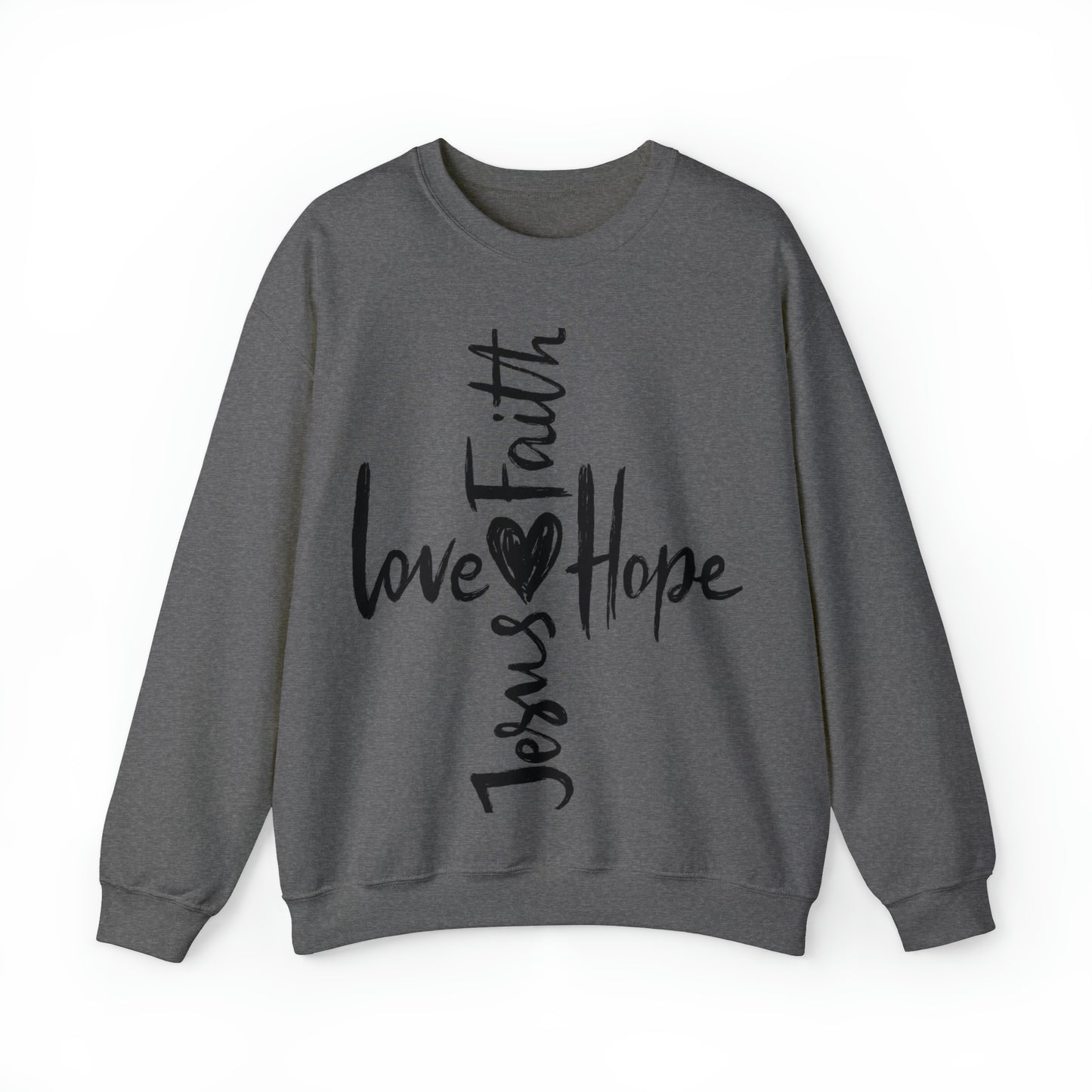 Peace Love Hope and Jesus Unisex Heavy Blend Crewneck Sweatshirt