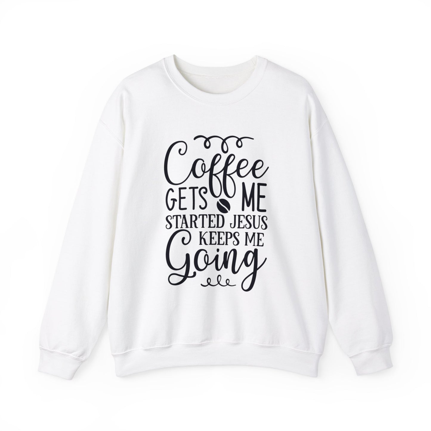 Coffee Gets Me Started Jesus Keeps Me Going Unisex Heavy Blend Crewneck Sweatshirt