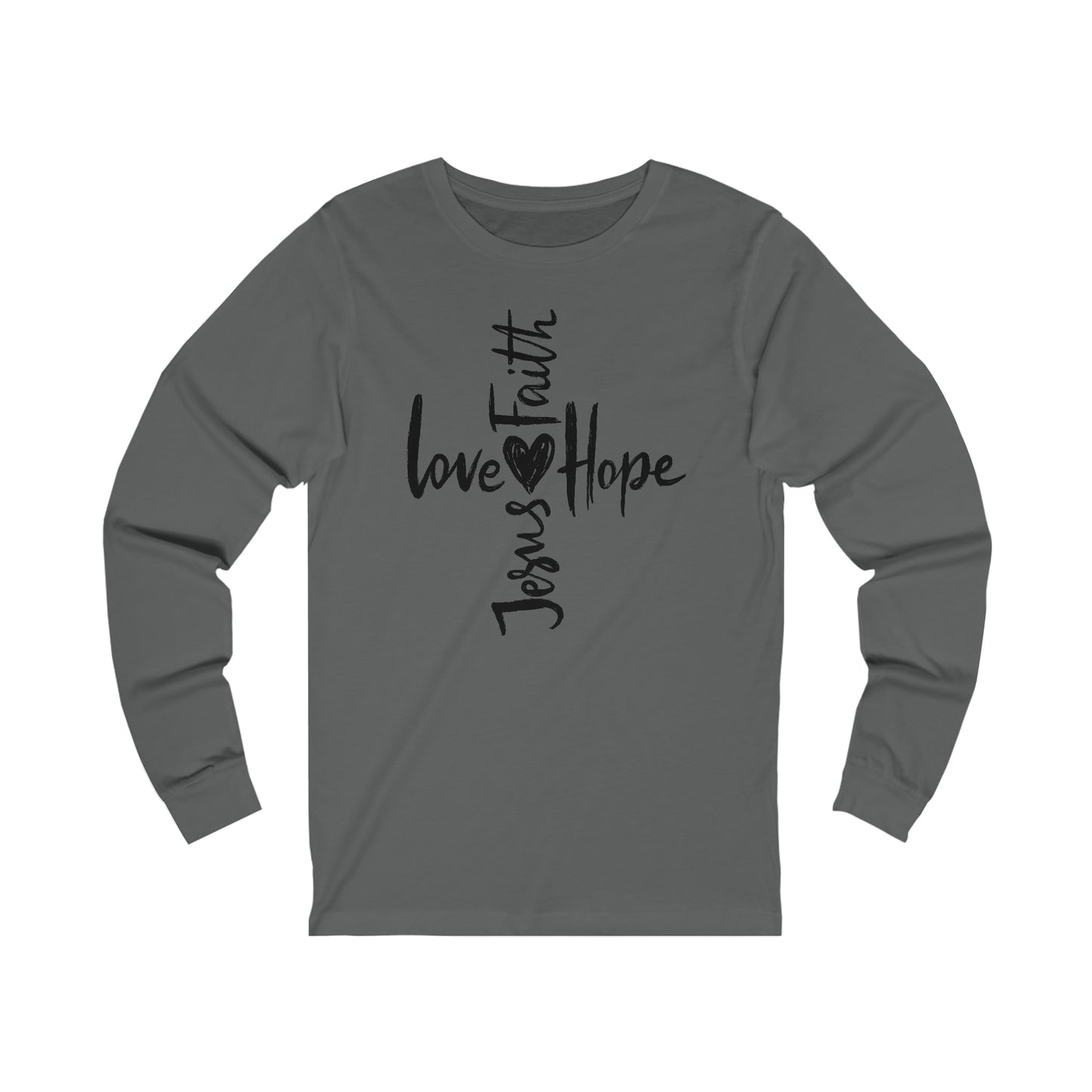 Love, Faith, Hope and Jesus Unisex Jersey Long Sleeve Tee