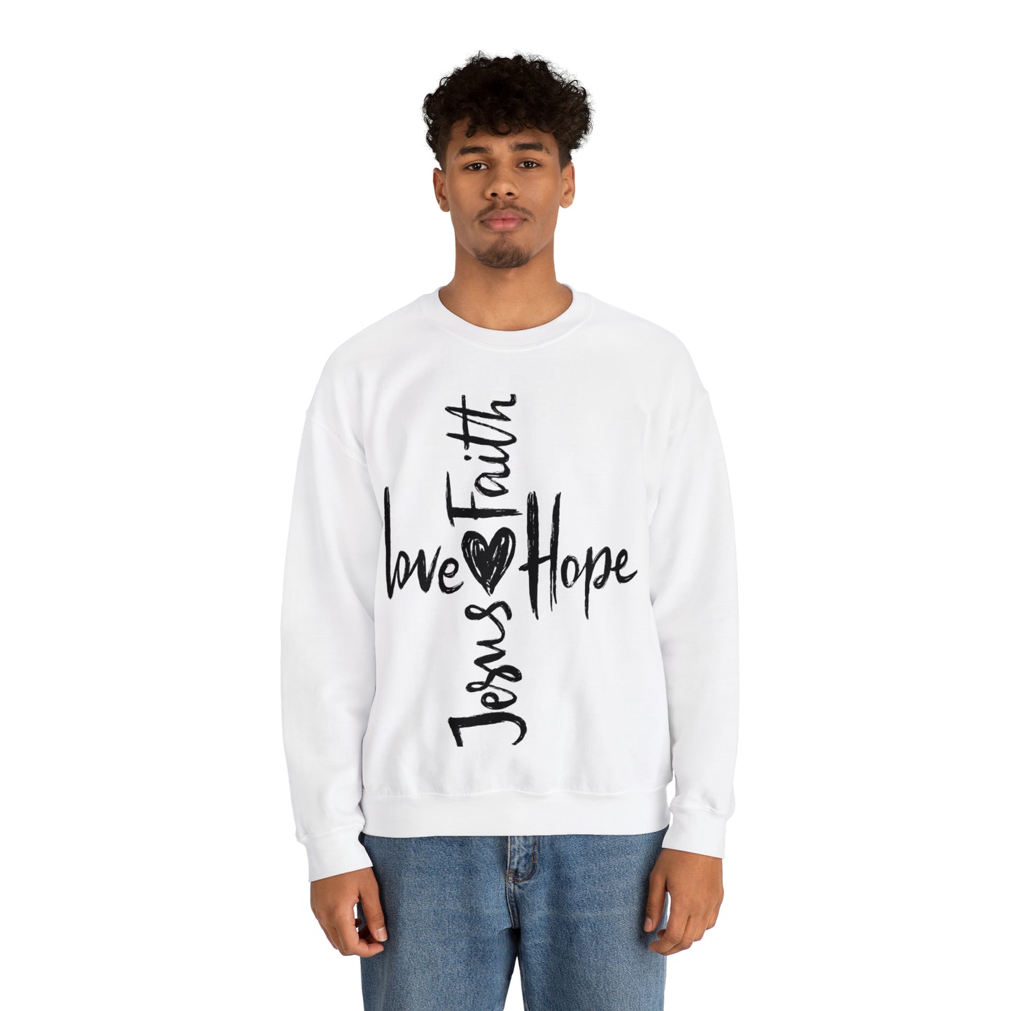 Peace Love Hope and Jesus Unisex Heavy Blend Crewneck Sweatshirt